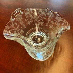 Cambridge Rose Point Vintage Elegant Etched Basket